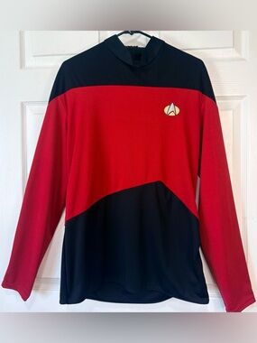 Vintage 80s STAR TREK Next Generation Mens Costume Shirt Size Large